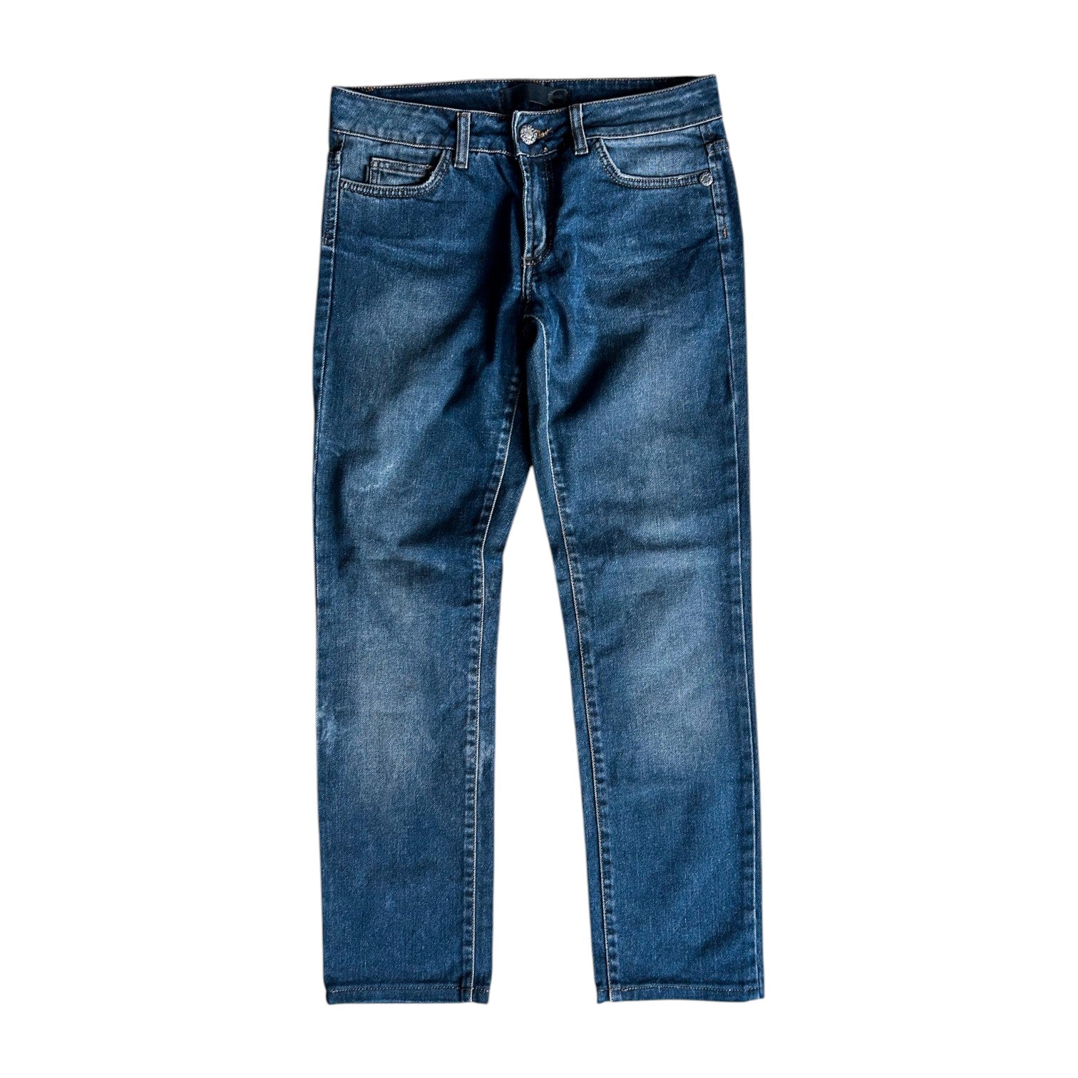 Jean Cavalli Vintage - Taille 42 Bleu Droit, Coton, Style Années 90 Italien