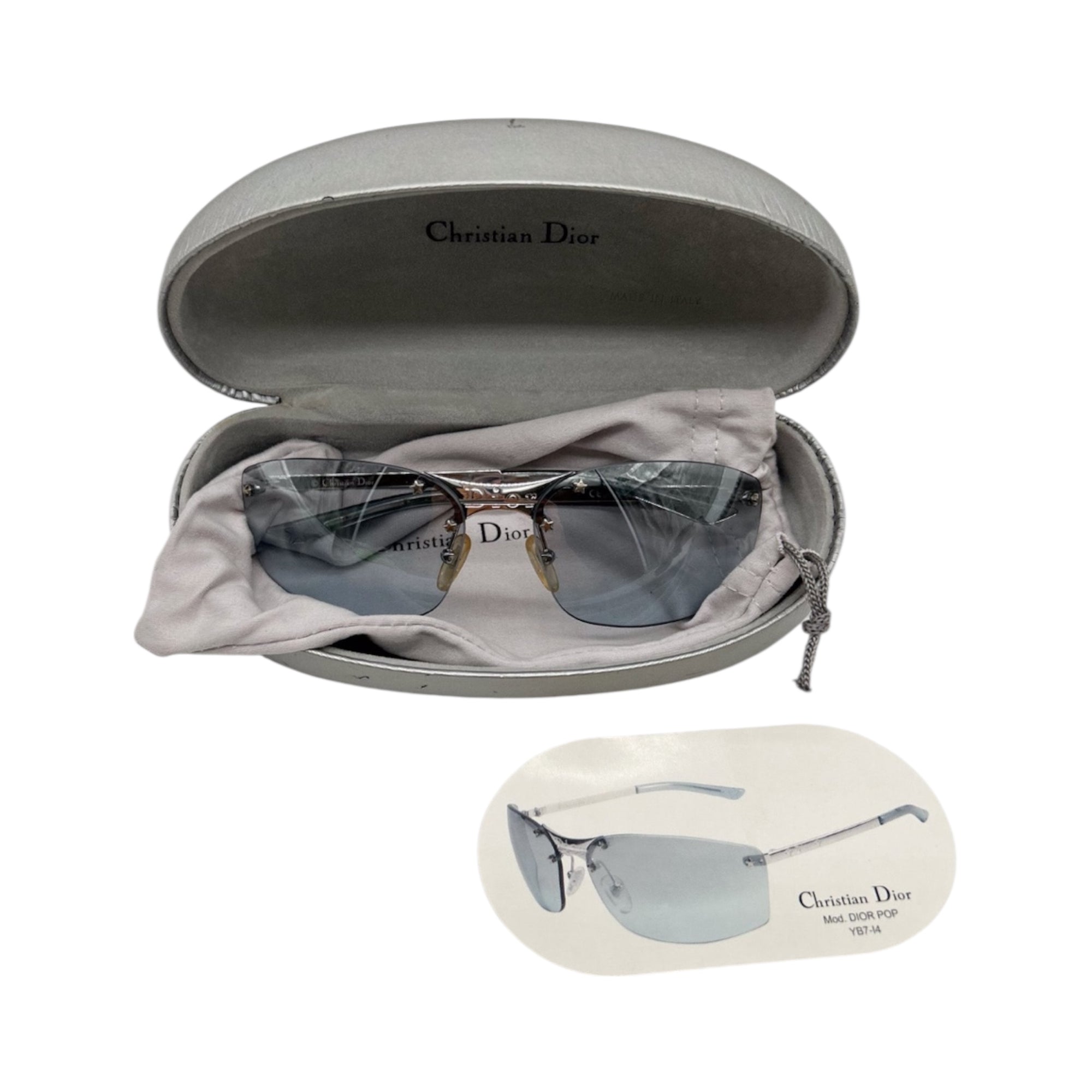 Dior Silver Rimless Shield Sunglasses