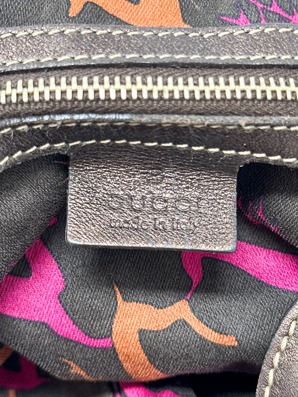Gucci Indy Monogram Canvas Hobo Bag with Mink Tassles