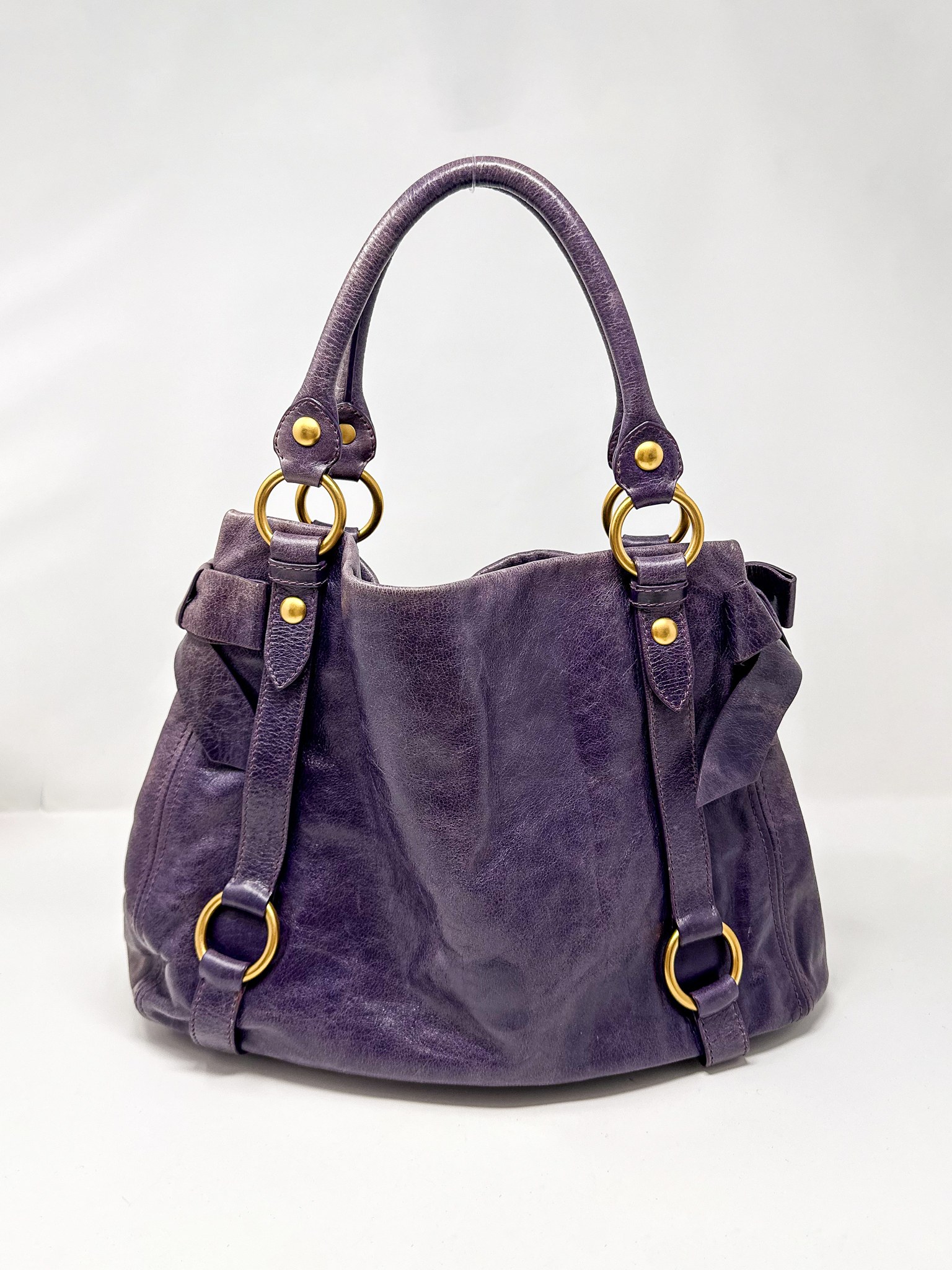 Miu Miu Vitello Lux Bow Hobo Bag