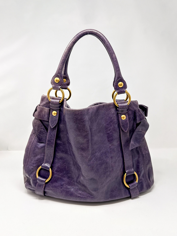 Miu Miu Vitello Lux Bow Hobo Bag