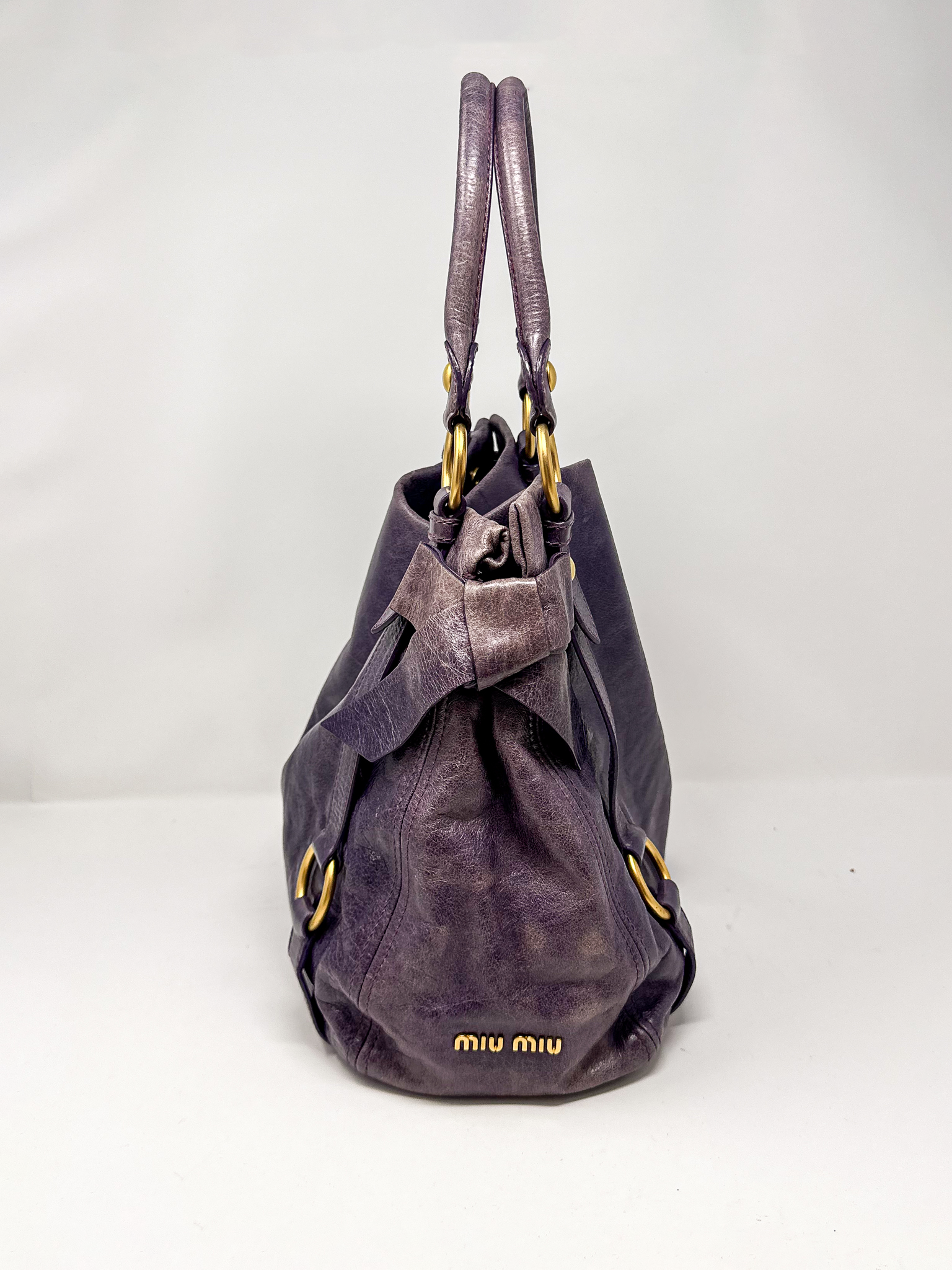 Miu Miu Vitello Lux Bow Hobo Bag