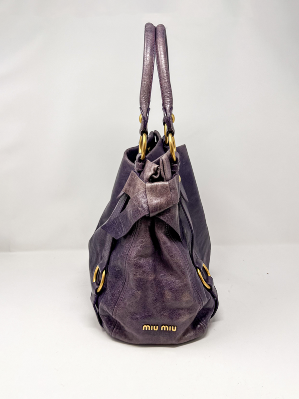 Miu Miu Vitello Lux Bow Hobo Bag
