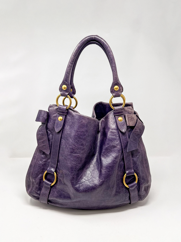 Miu Miu Vitello Lux Bow Hobo Bag