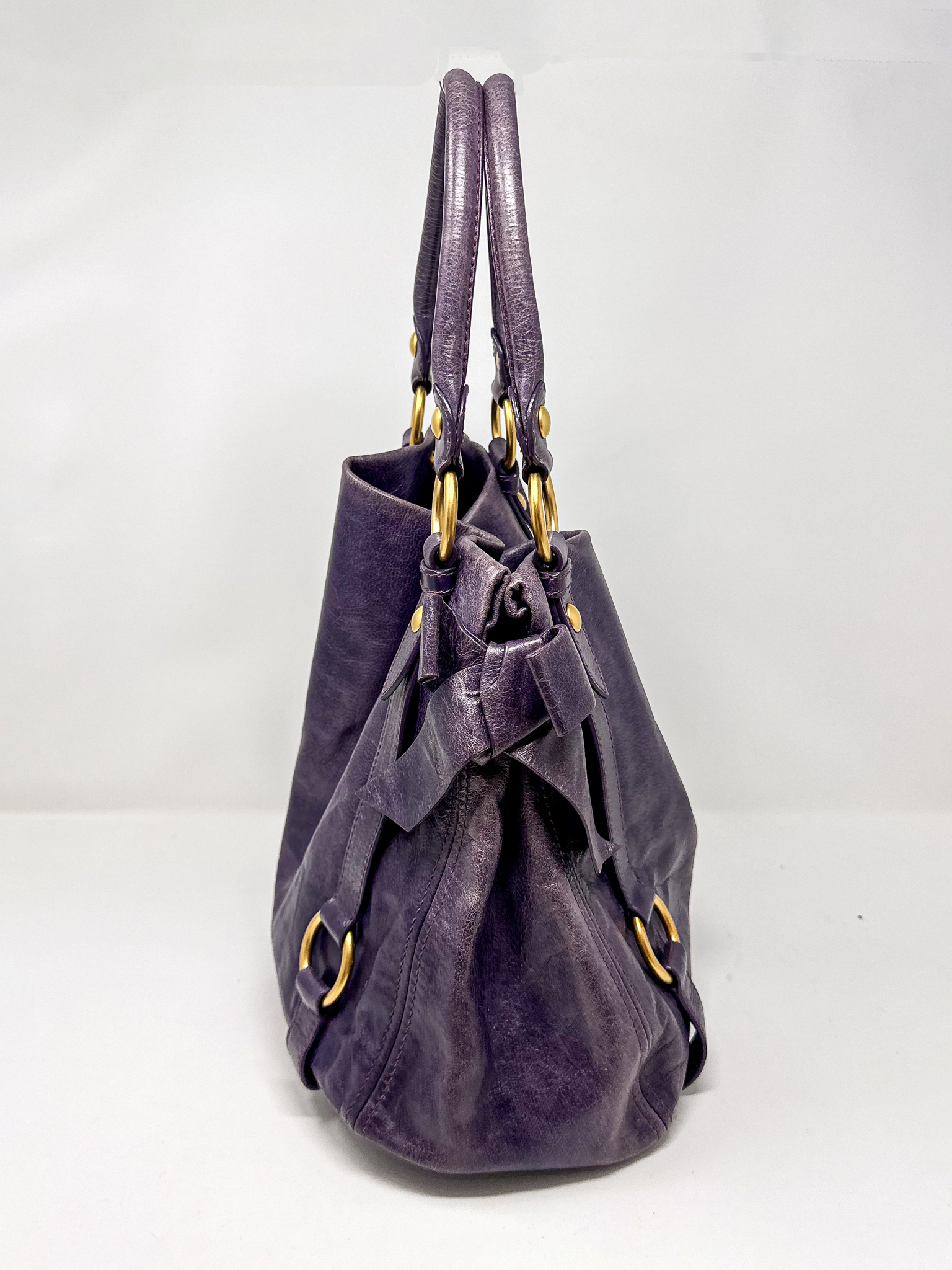 Miu Miu Vitello Lux Bow Hobo Bag
