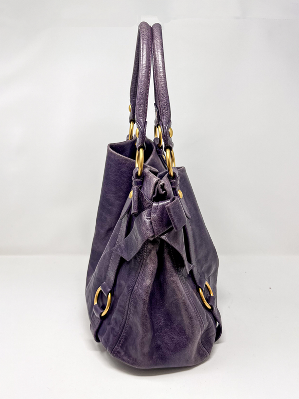Miu Miu Vitello Lux Bow Hobo Bag