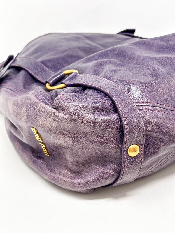 Miu Miu Vitello Lux Bow Hobo Bag
