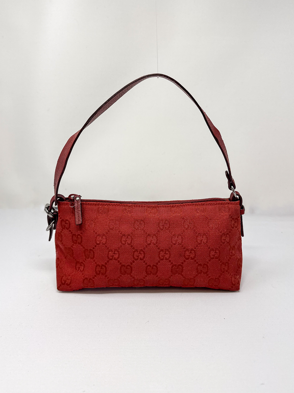 Gucci Red GG Monogram Canvas Pochette