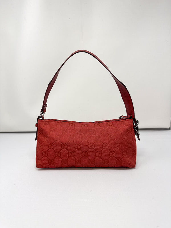 Gucci Red GG Monogram Canvas Pochette