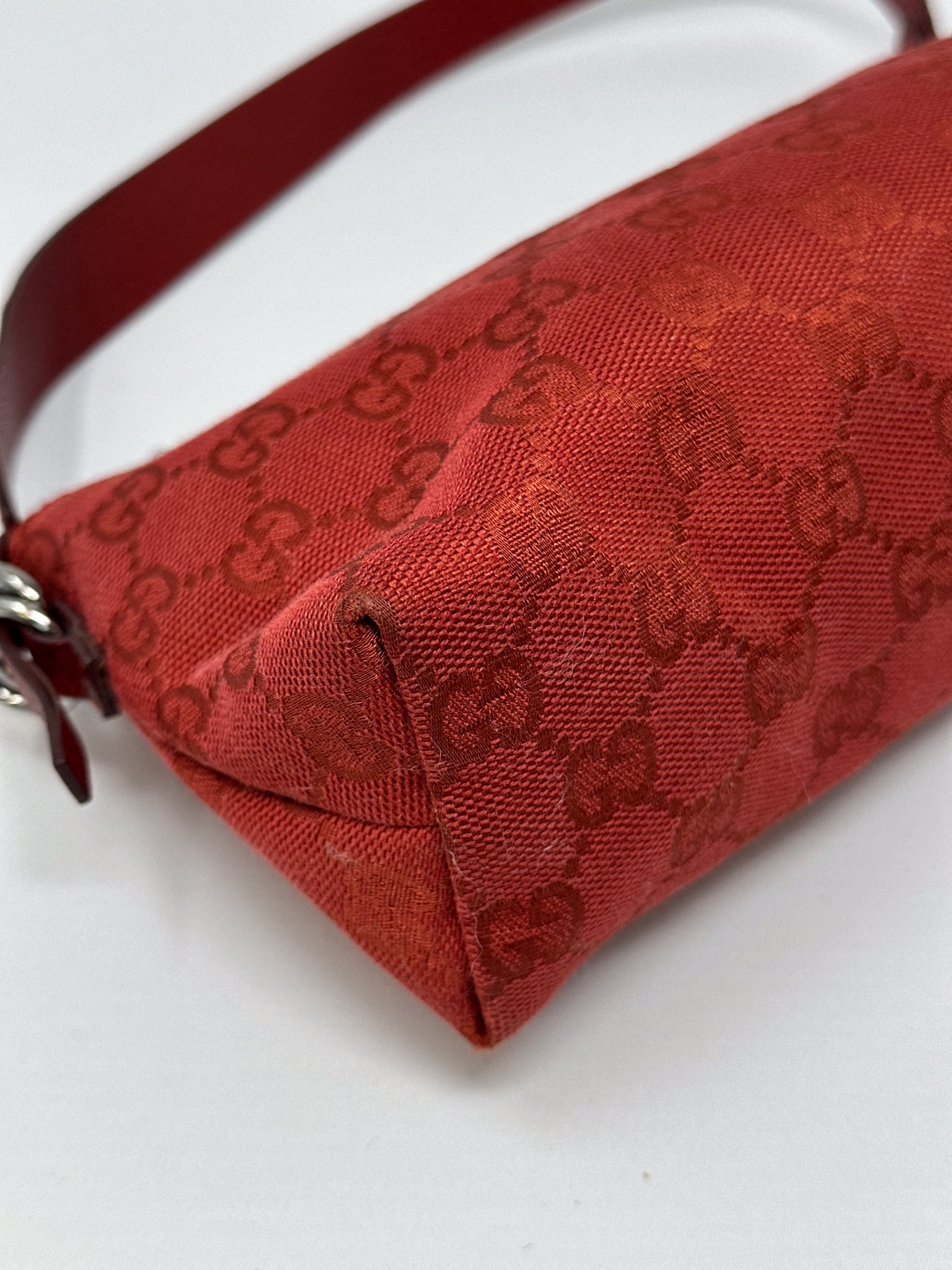 Gucci Red GG Monogram Canvas Pochette