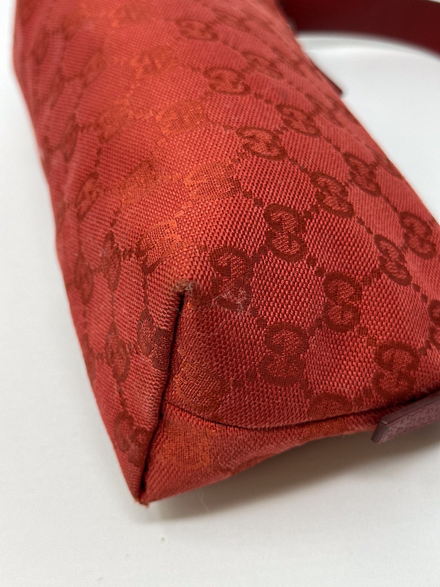 Gucci Red GG Monogram Canvas Pochette