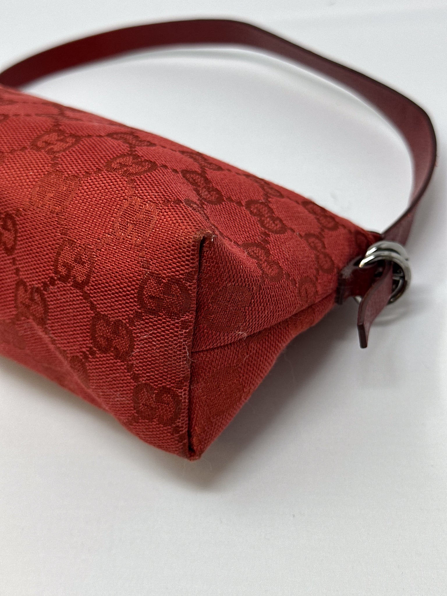 Gucci Red GG Monogram Canvas Pochette