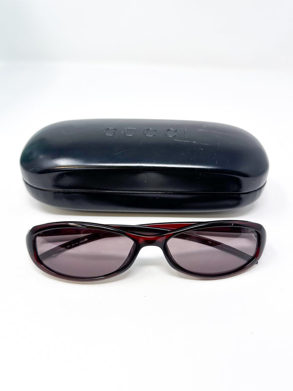 Gucci Burgundy Oval Sunglasses