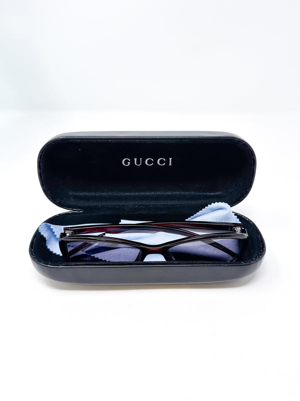 Gucci Burgundy Oval Sunglasses