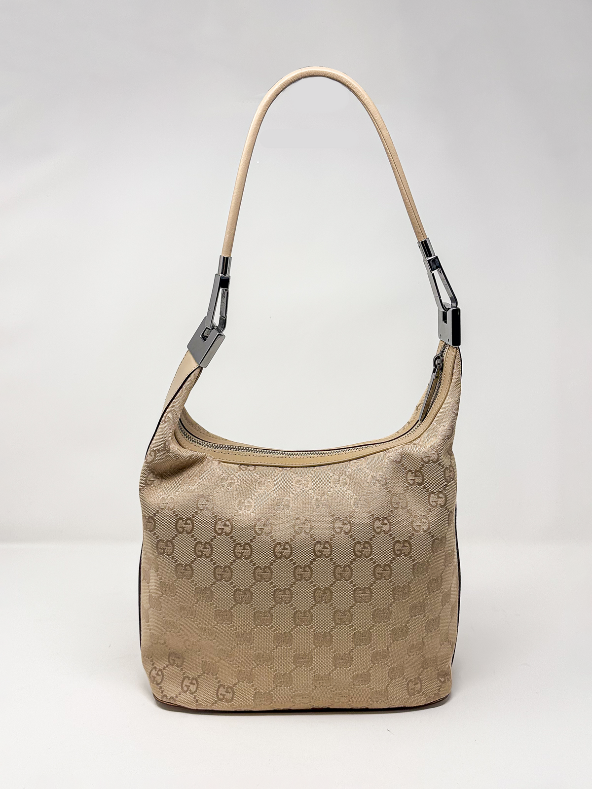 Gucci Beige GG Monogram Canvas Hobo Bag