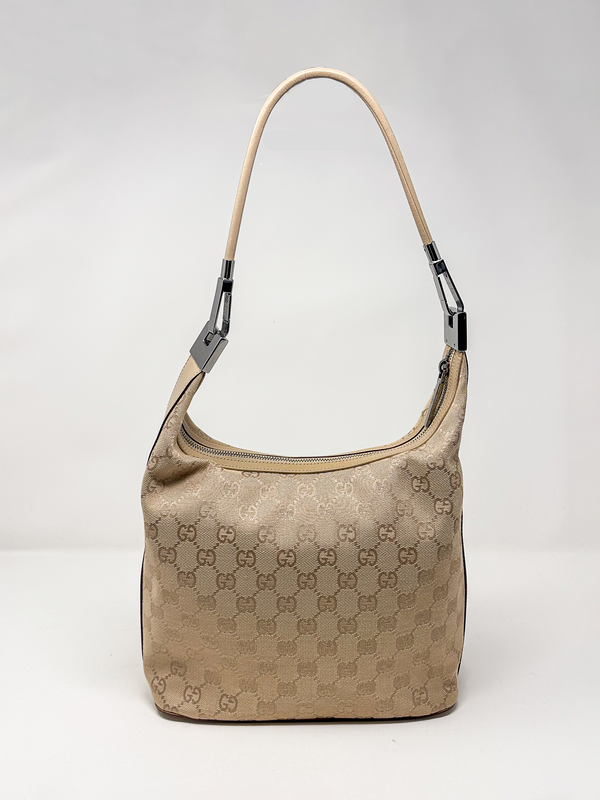 Gucci Beige GG Monogram Canvas Hobo Bag