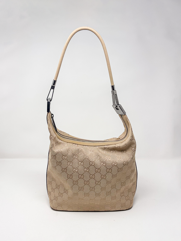 Gucci Beige GG Monogram Canvas Hobo Bag