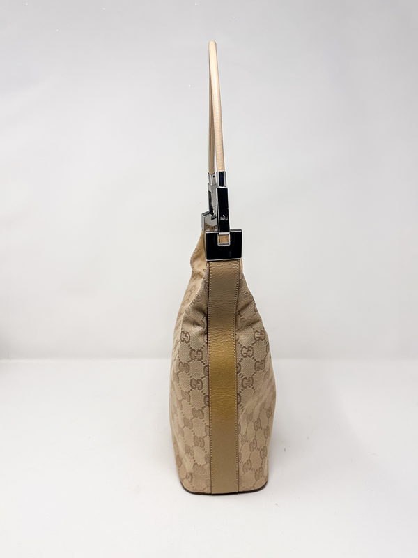 Gucci Beige GG Monogram Canvas Hobo Bag