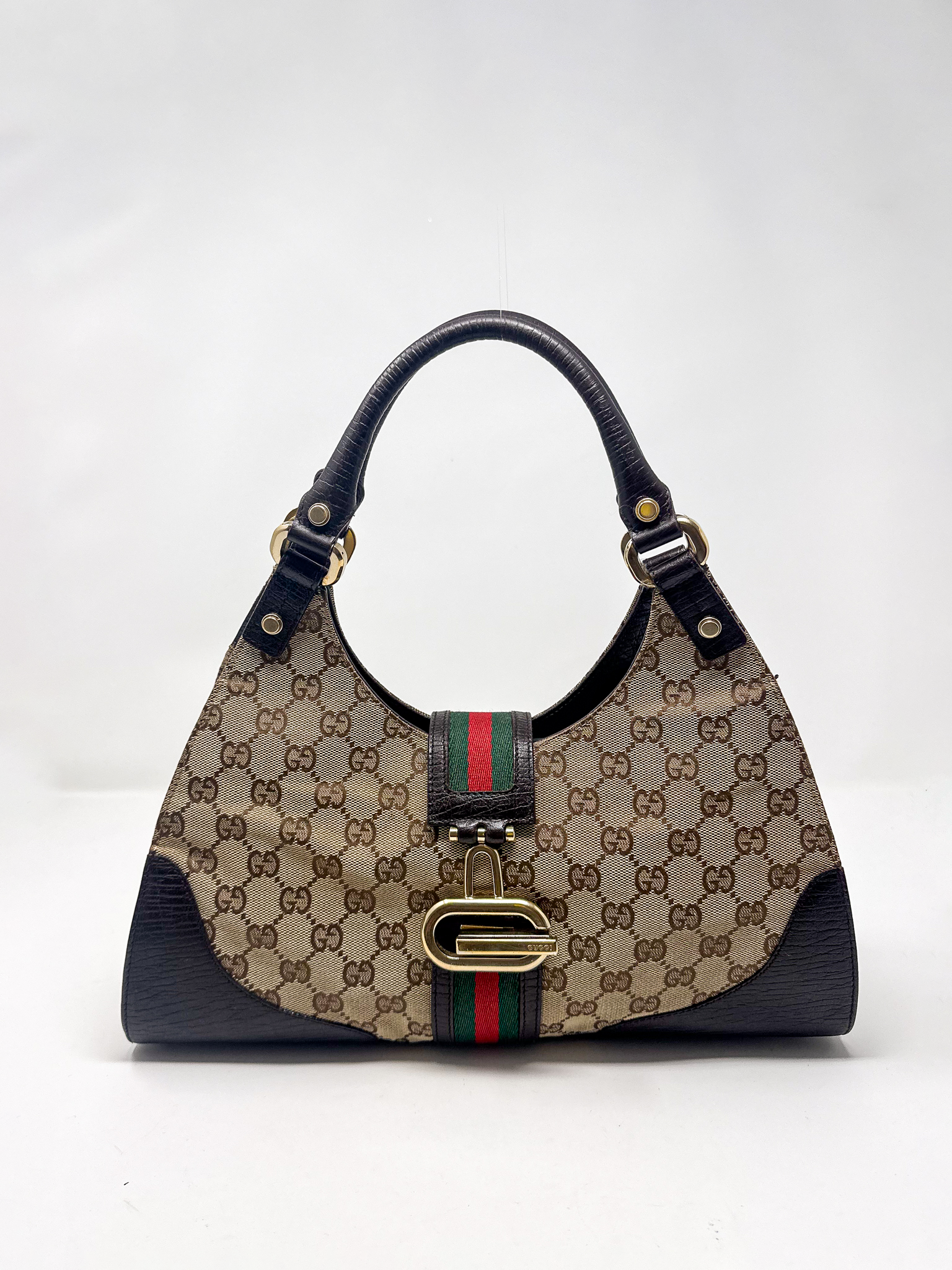 Gucci Monogram Web Stripe Junco Shoulder Bag