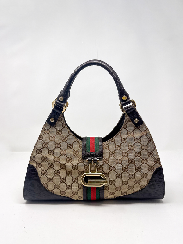 Gucci Monogram Web Stripe Junco Shoulder Bag