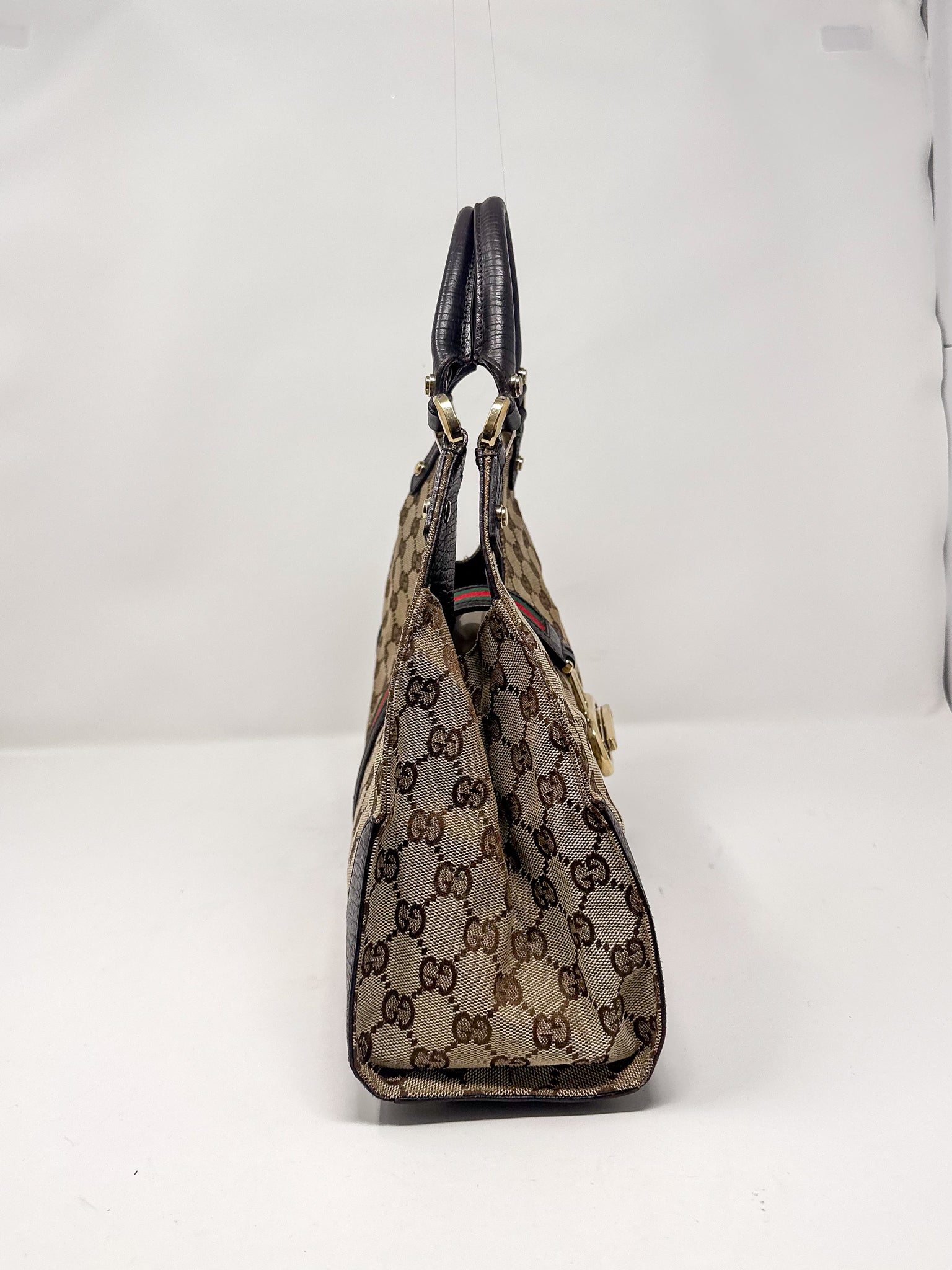 Gucci Monogram Web Stripe Junco Shoulder Bag
