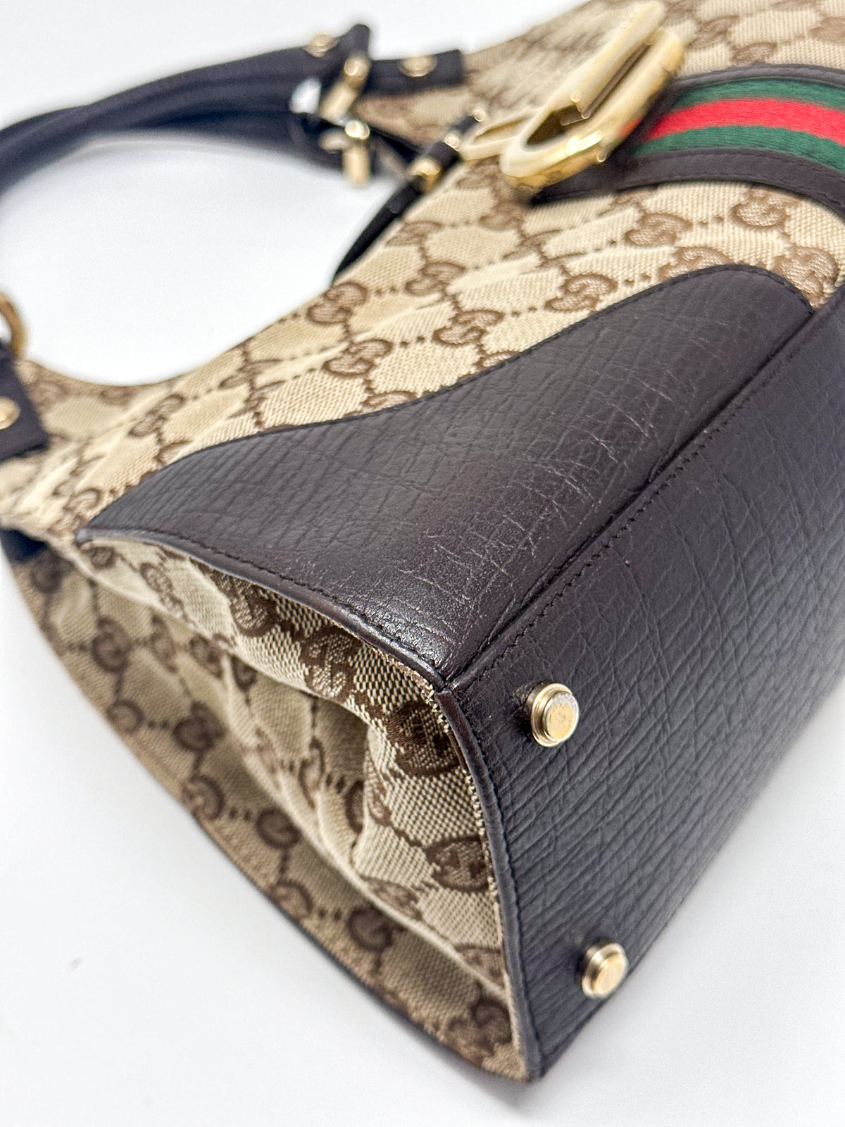 Gucci Monogram Web Stripe Junco Shoulder Bag