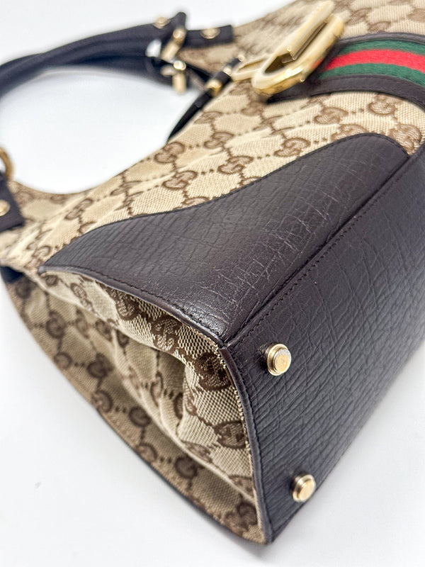 Gucci Monogram Web Stripe Junco Shoulder Bag