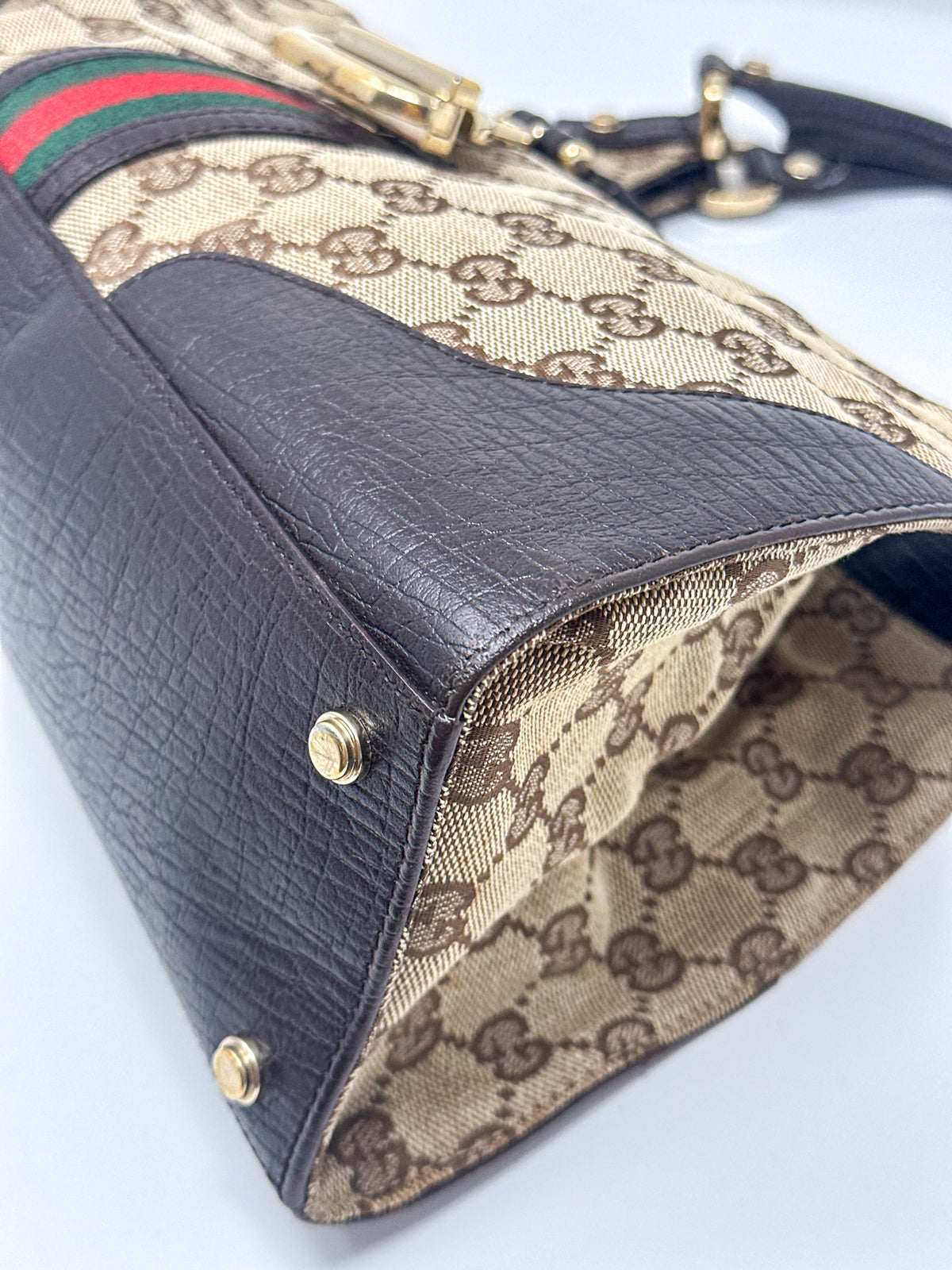 Gucci Monogram Web Stripe Junco Shoulder Bag