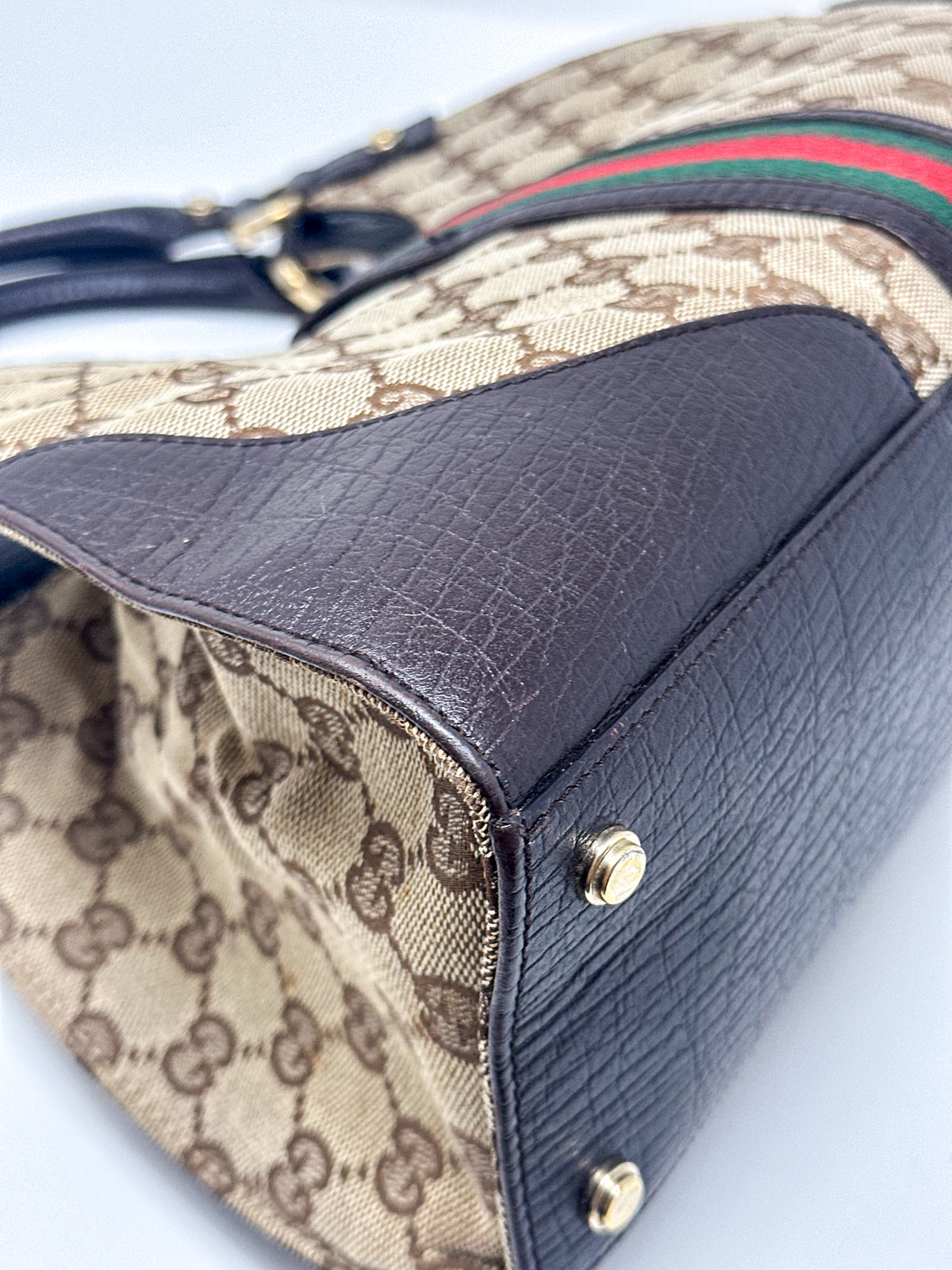 Gucci Monogram Web Stripe Junco Shoulder Bag