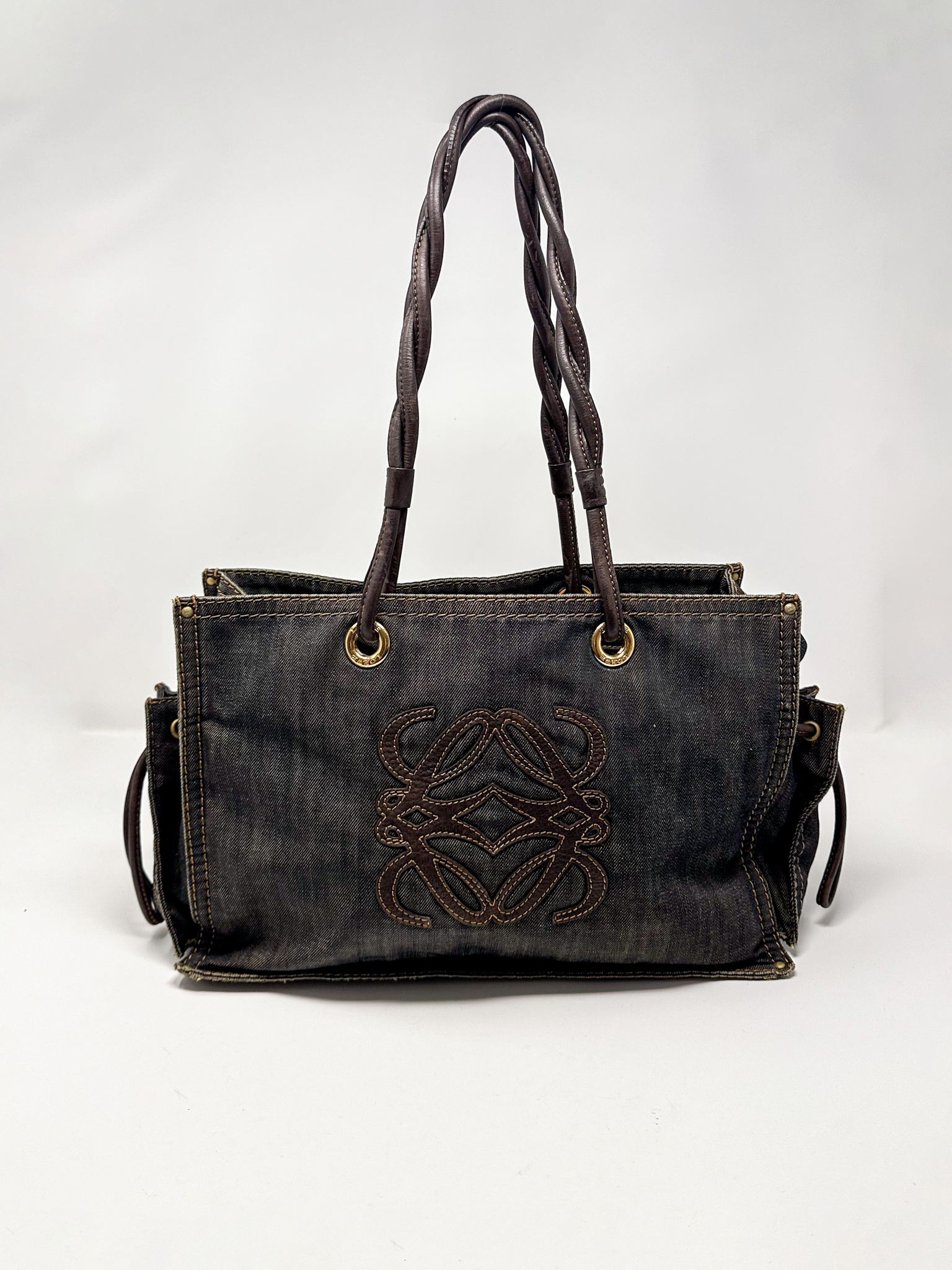 Loewe Denim Anagram Shopper Tote