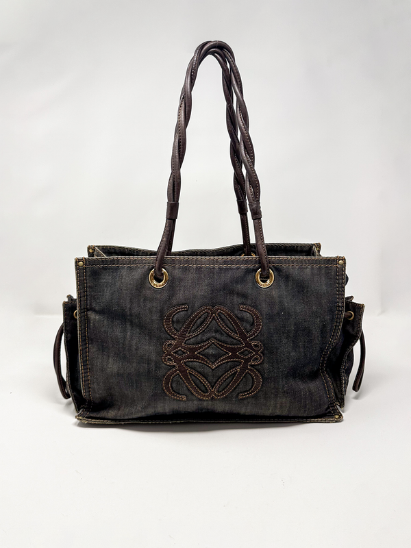 Loewe Denim Anagram Shopper Tote