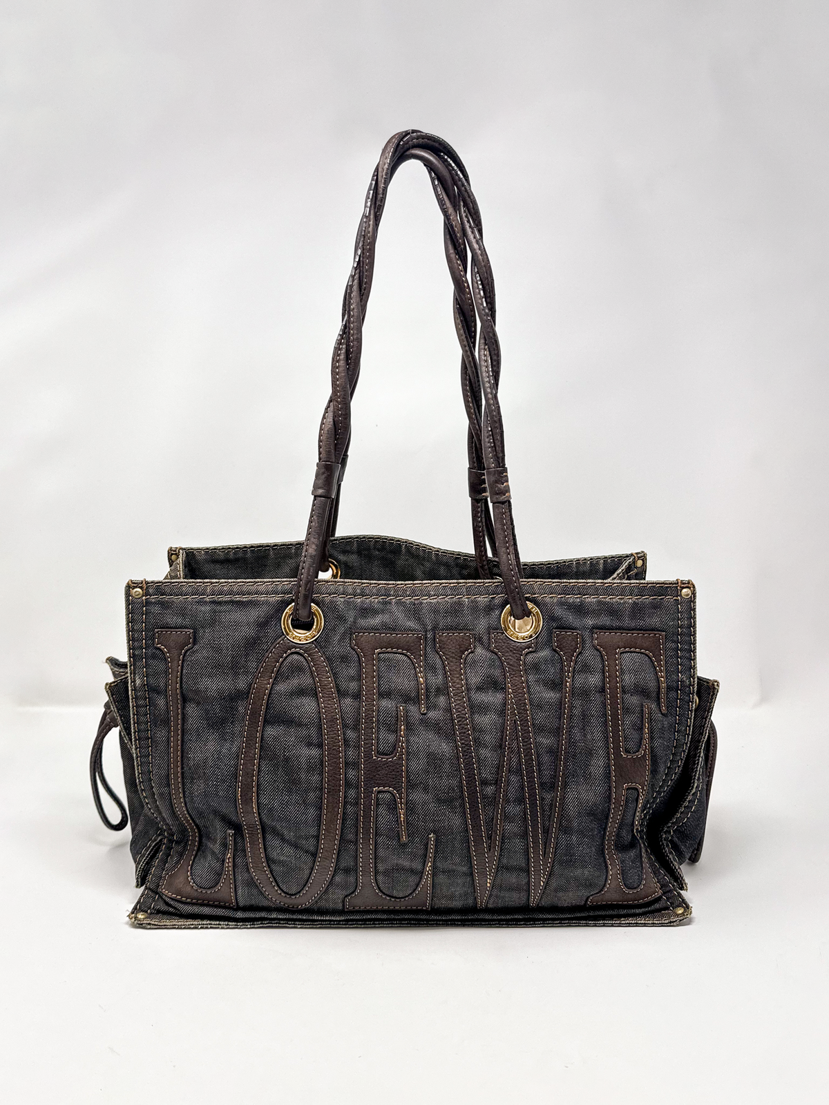 Loewe Denim Anagram Shopper Tote