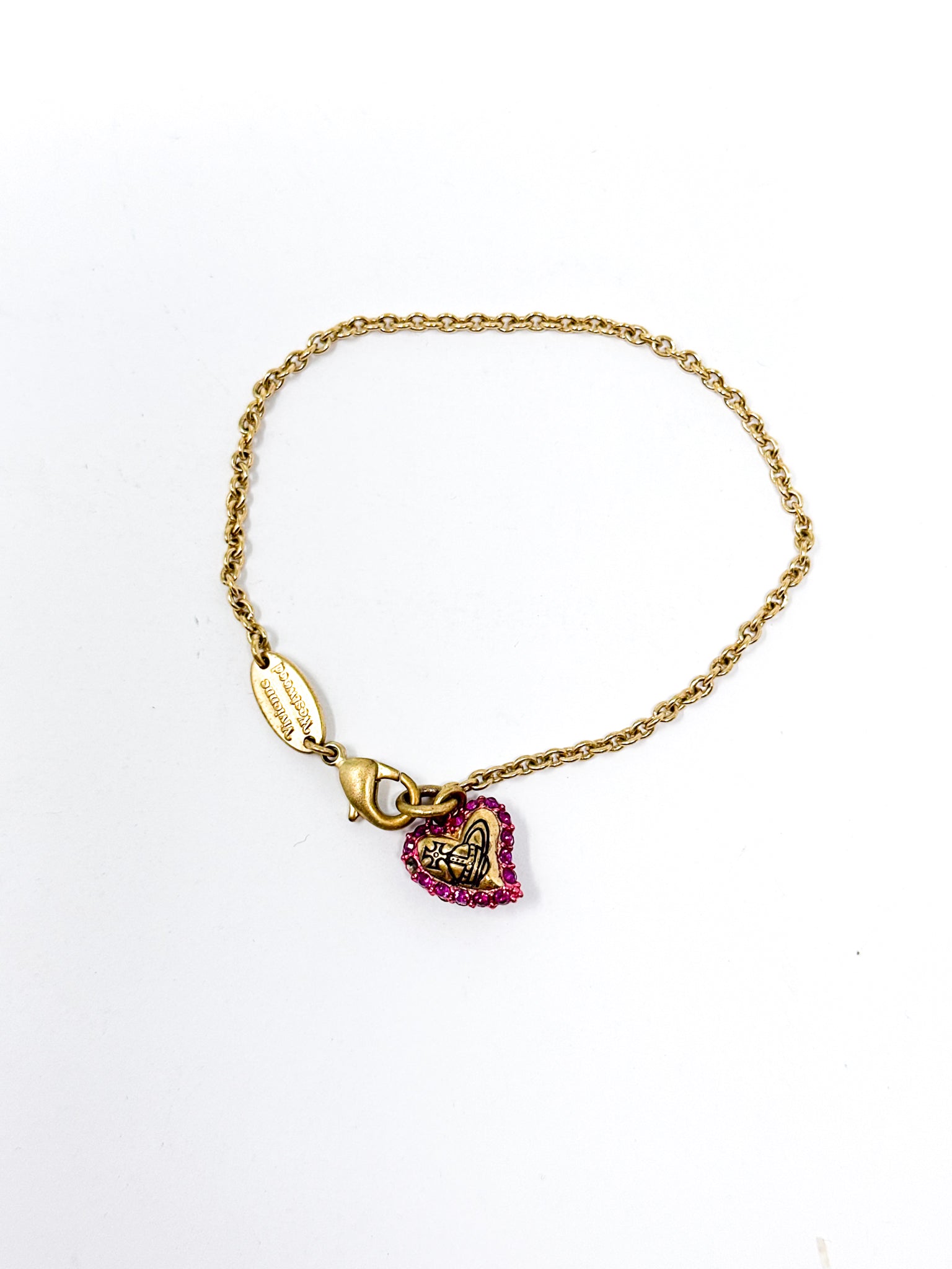Vivienne Westwood Pink Heart Orb Charm Bracelet