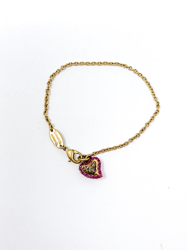 Vivienne Westwood Pink Heart Orb Charm Bracelet