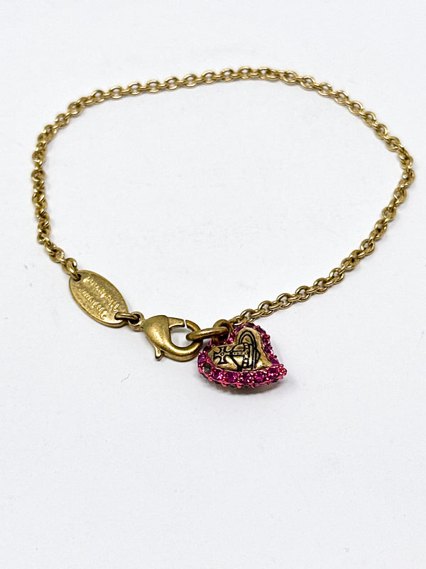 Vivienne Westwood Pink Heart Orb Charm Bracelet