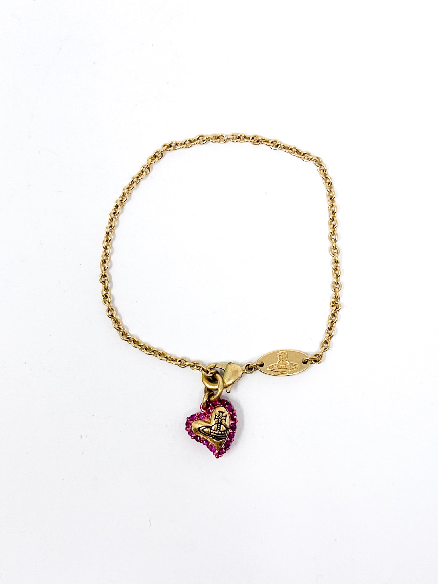 Vivienne Westwood Pink Heart Orb Charm Bracelet