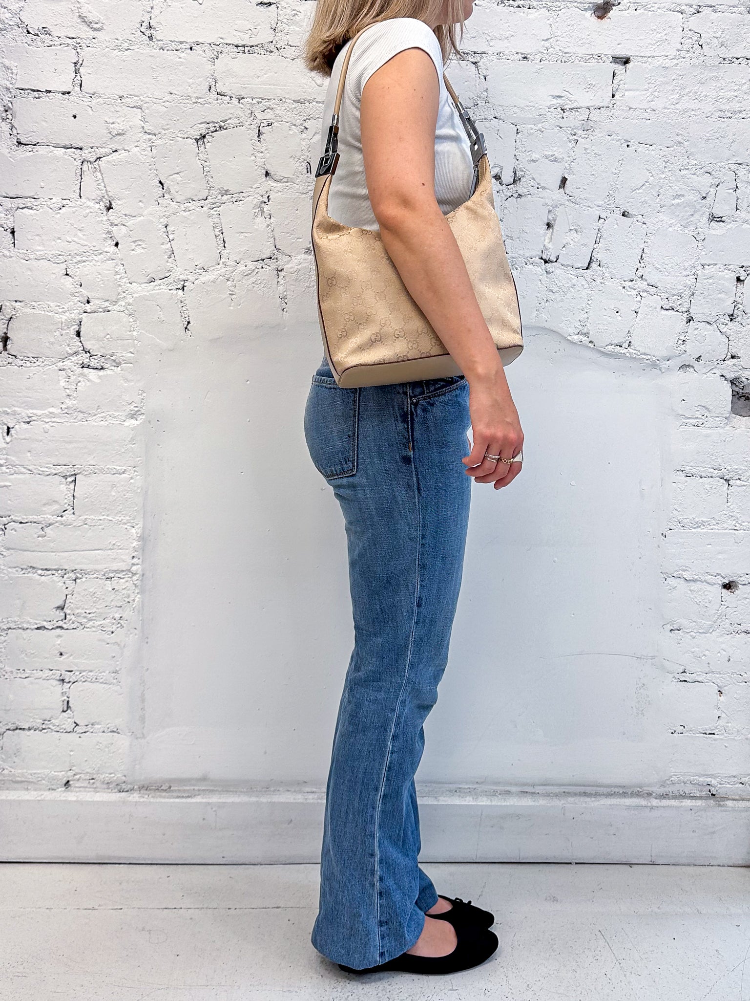 Gucci Beige GG Monogram Canvas Hobo Bag