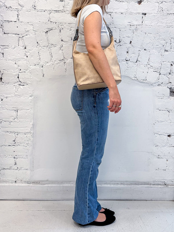 Gucci Beige GG Monogram Canvas Hobo Bag