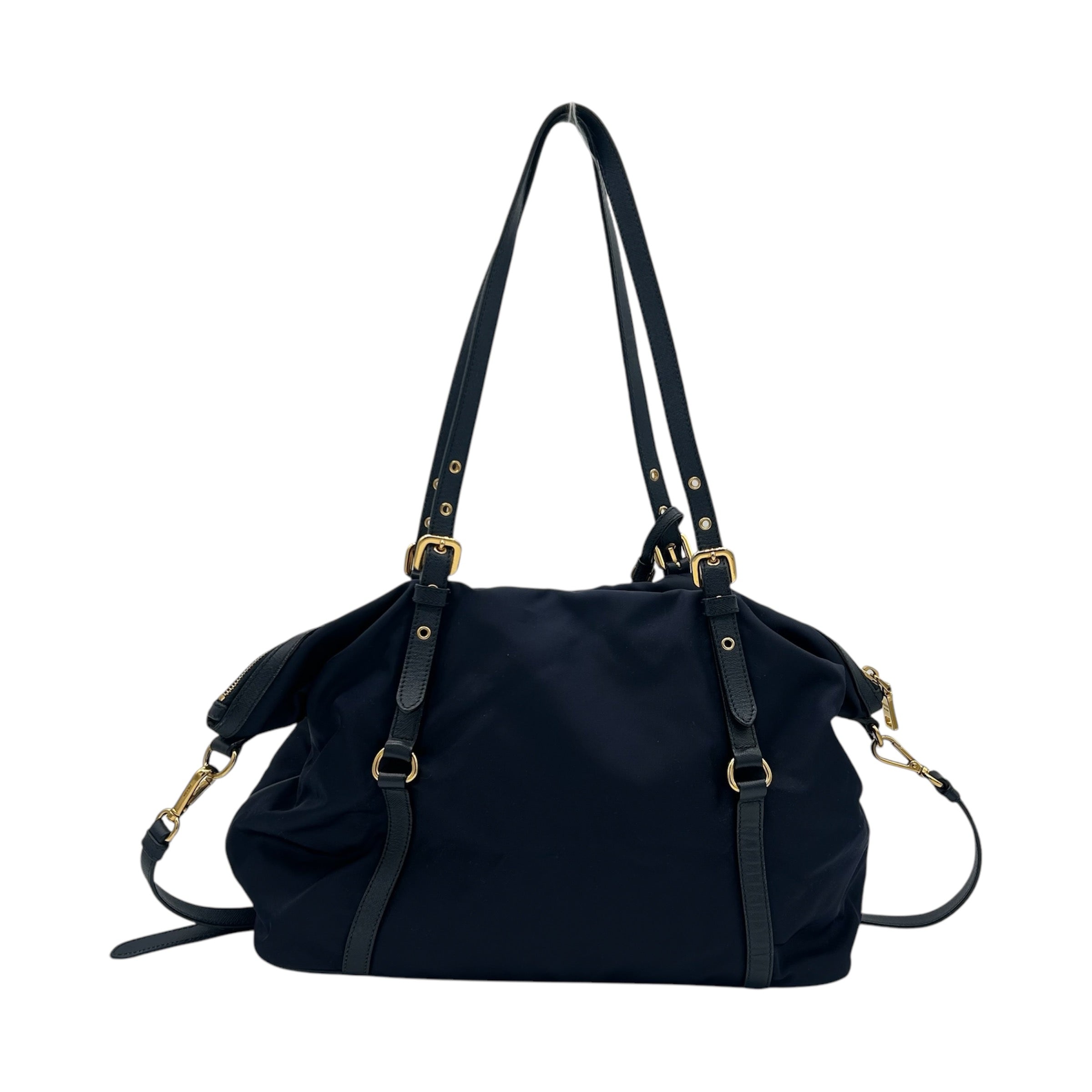 PRADA 2Way Hand Bag Nylon Leather Navy