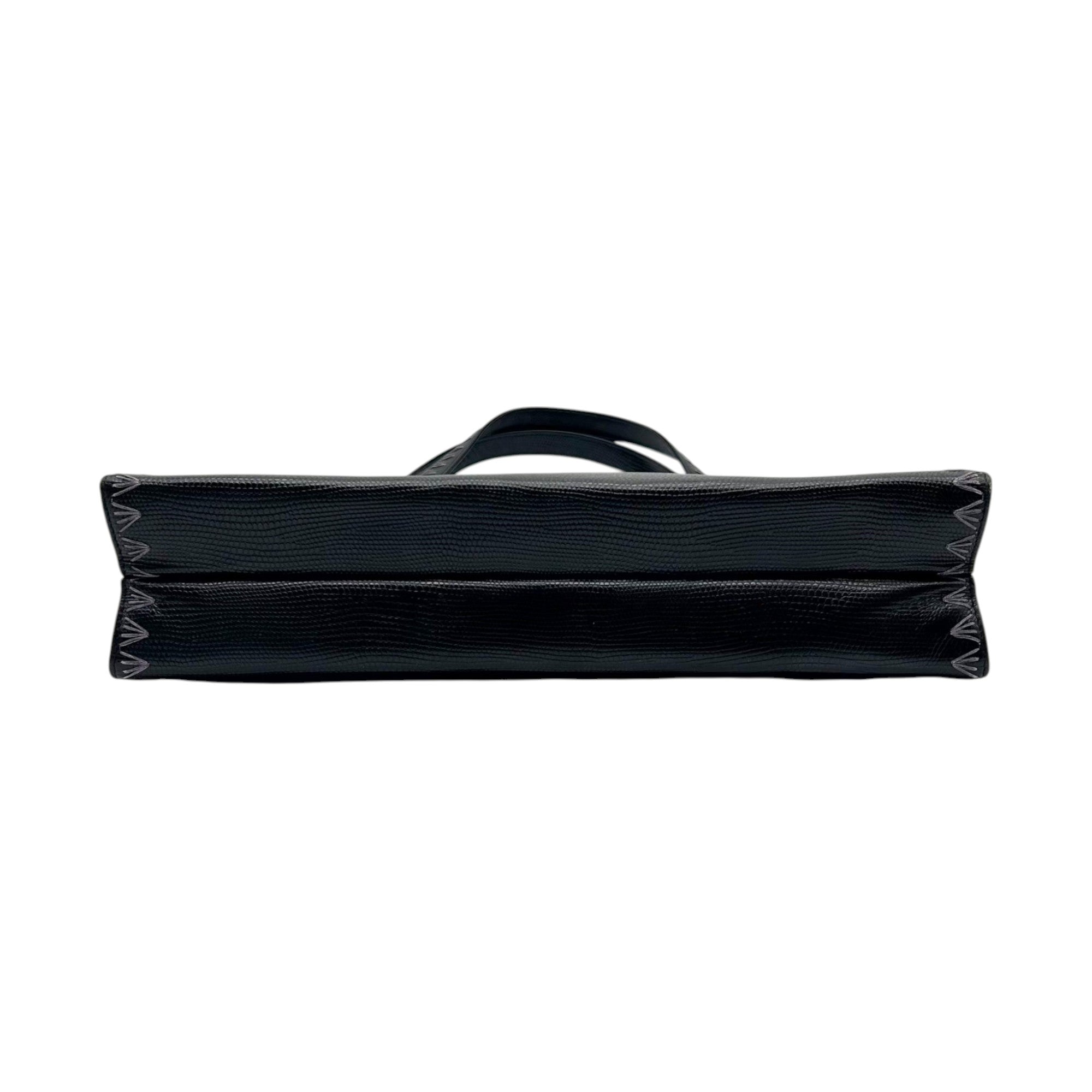 Gianni Versace Black Embossed Leather Shoulder Bag