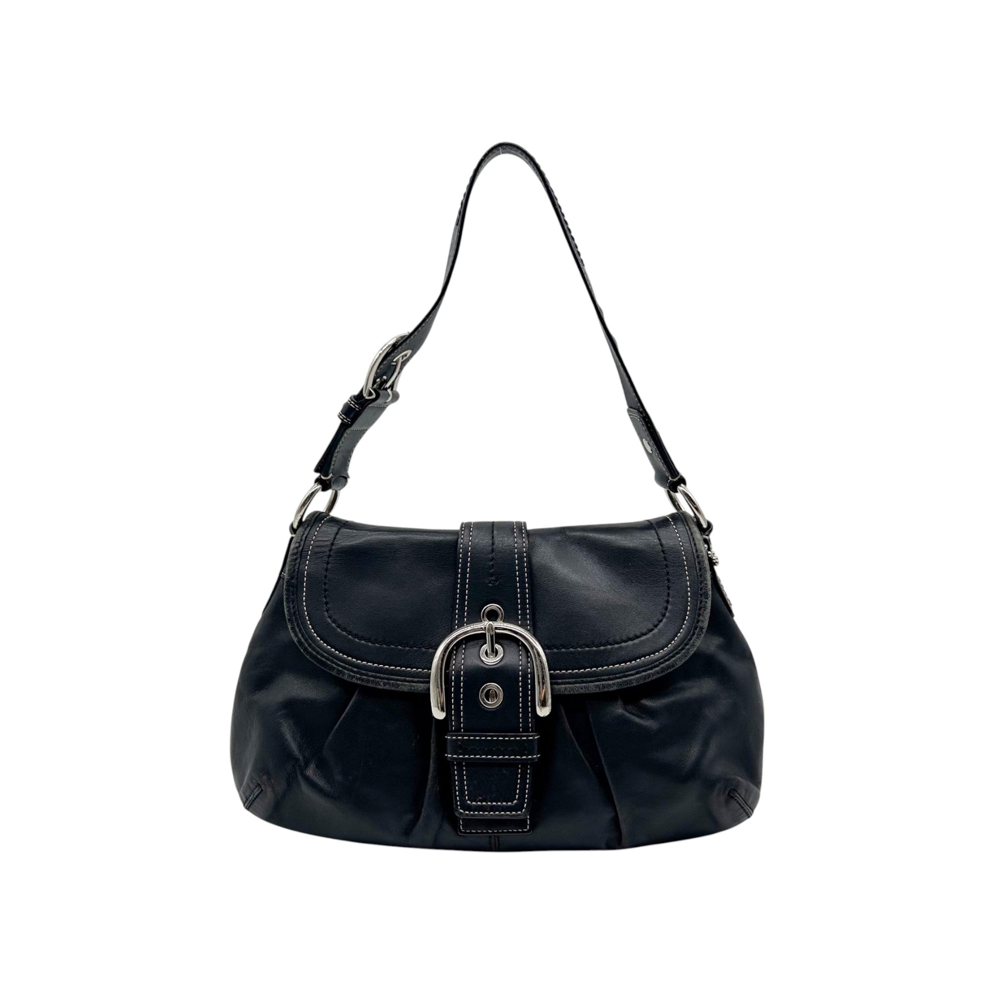 Coach Legacy Black Leather Buckle Shoulder Bag