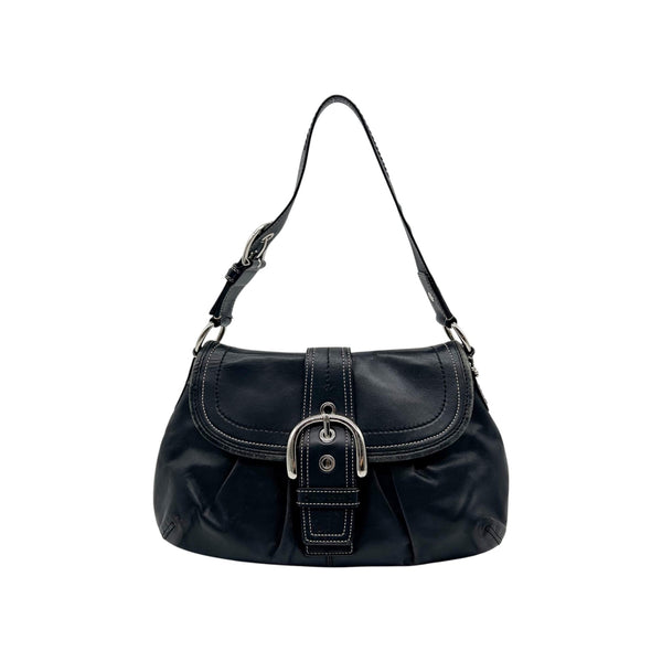 Coach Legacy Black Leather Buckle Shoulder Bag