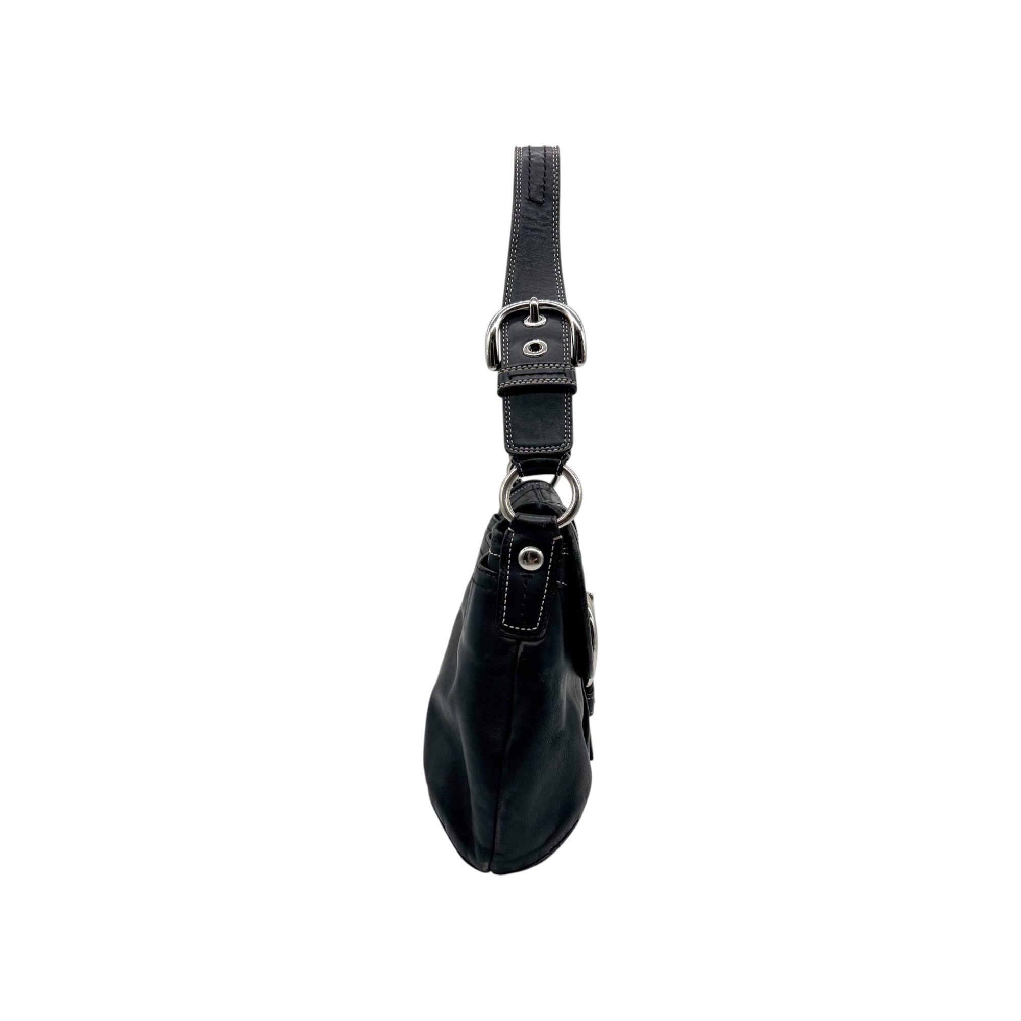 Coach Legacy Black Leather Buckle Shoulder Bag