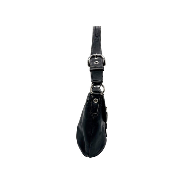 Coach Legacy Black Leather Buckle Shoulder Bag
