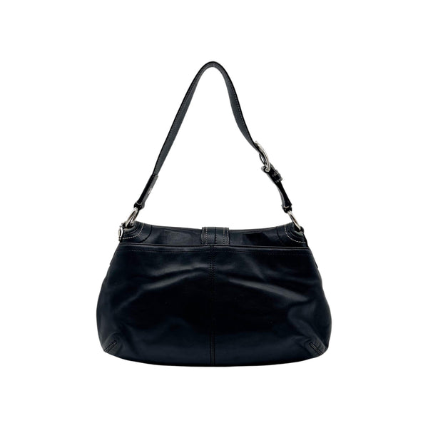 Coach Legacy Black Leather Buckle Shoulder Bag