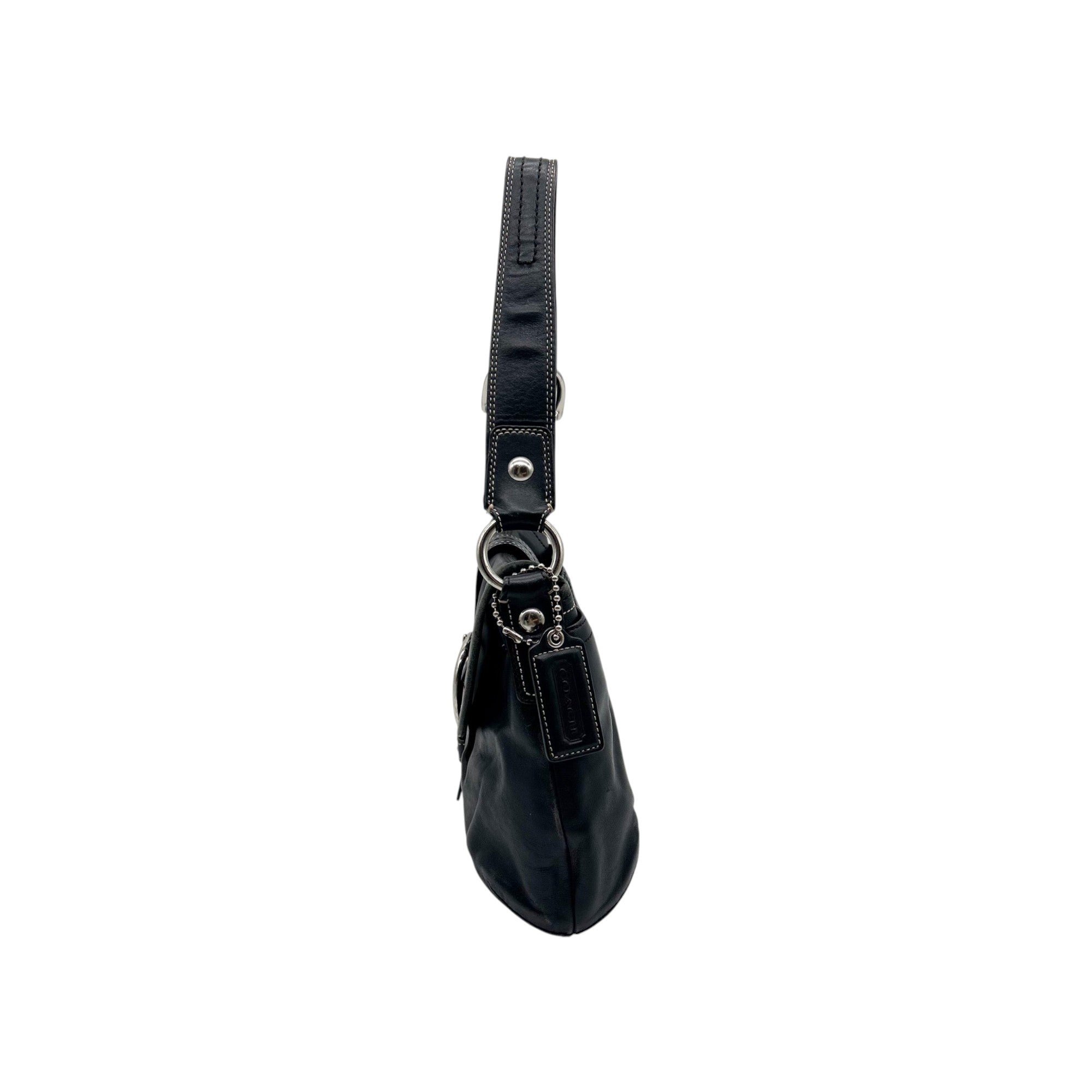 Coach Legacy Black Leather Buckle Shoulder Bag