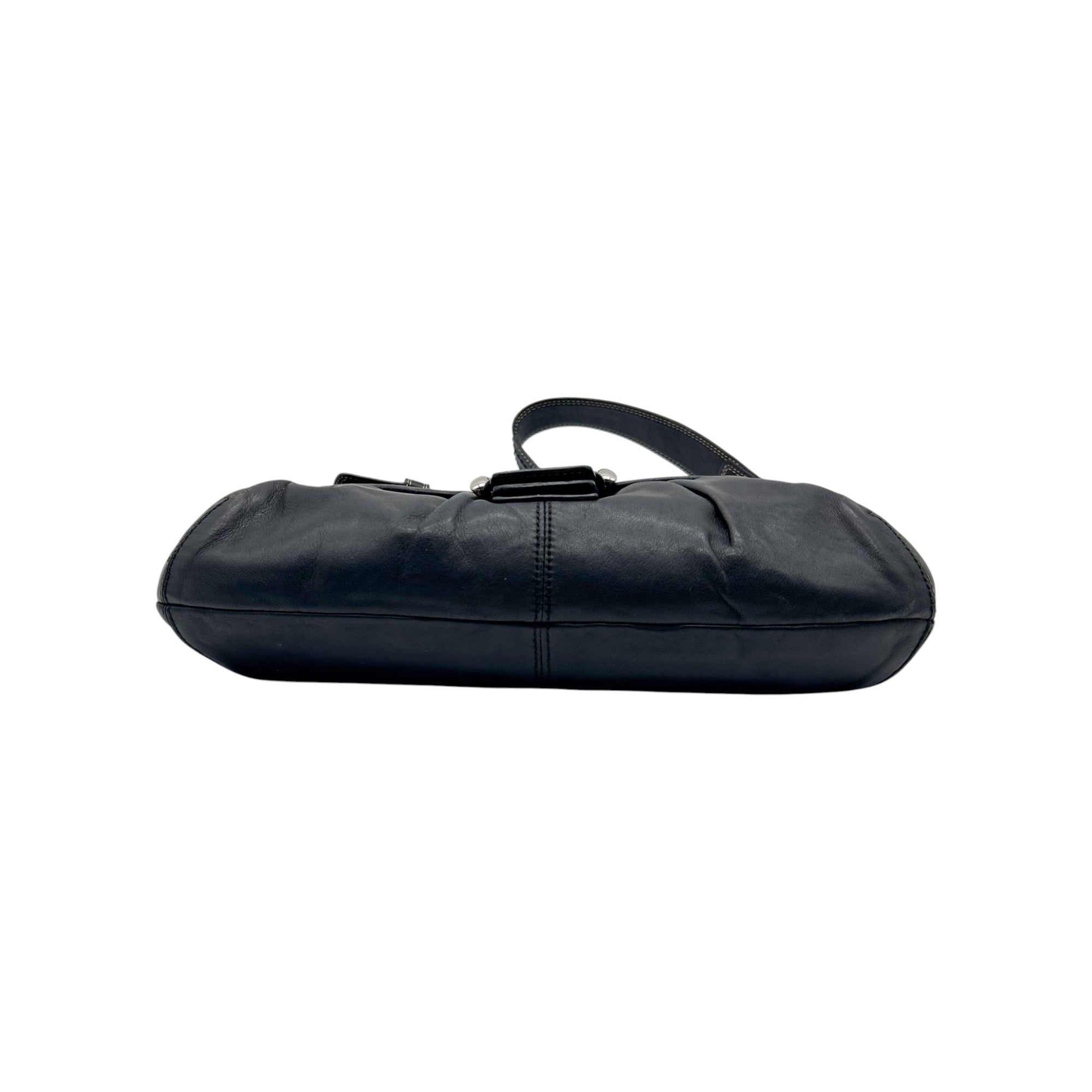 Coach Legacy Black Leather Buckle Shoulder Bag