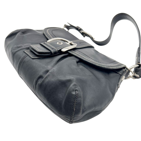 Coach Legacy Black Leather Buckle Shoulder Bag