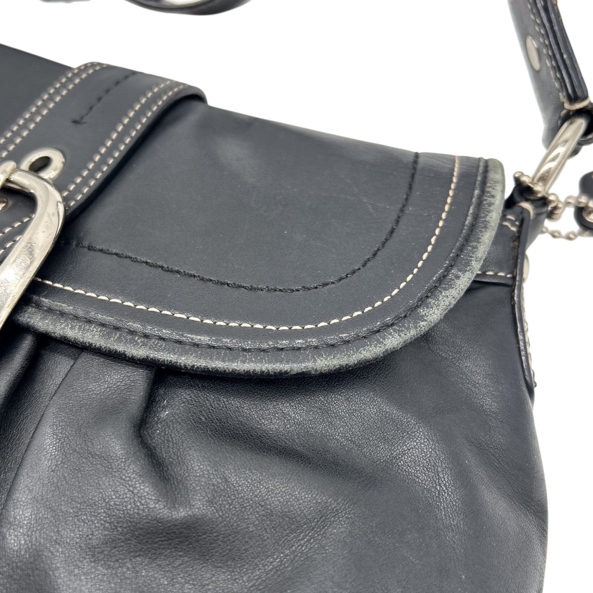 Coach Legacy Black Leather Buckle Shoulder Bag