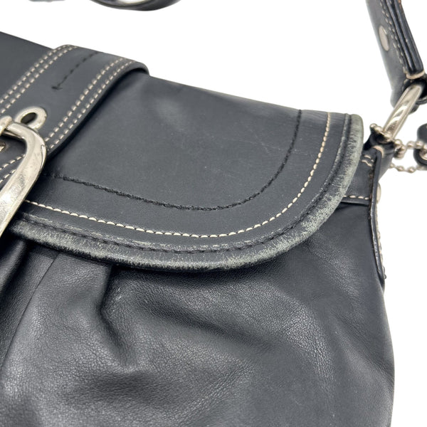 Coach Legacy Black Leather Buckle Shoulder Bag